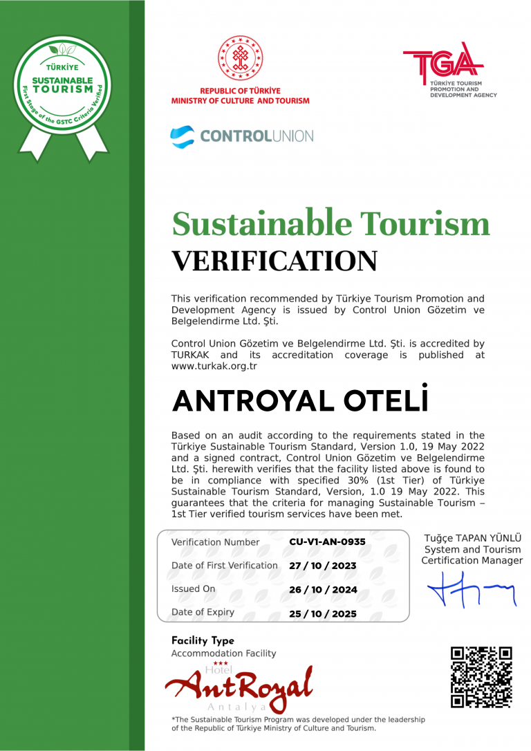 Sustainable Tourism Certificate